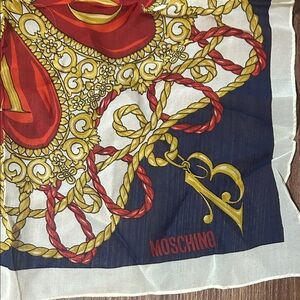Moschino Red and Gold Baroque Scarf
